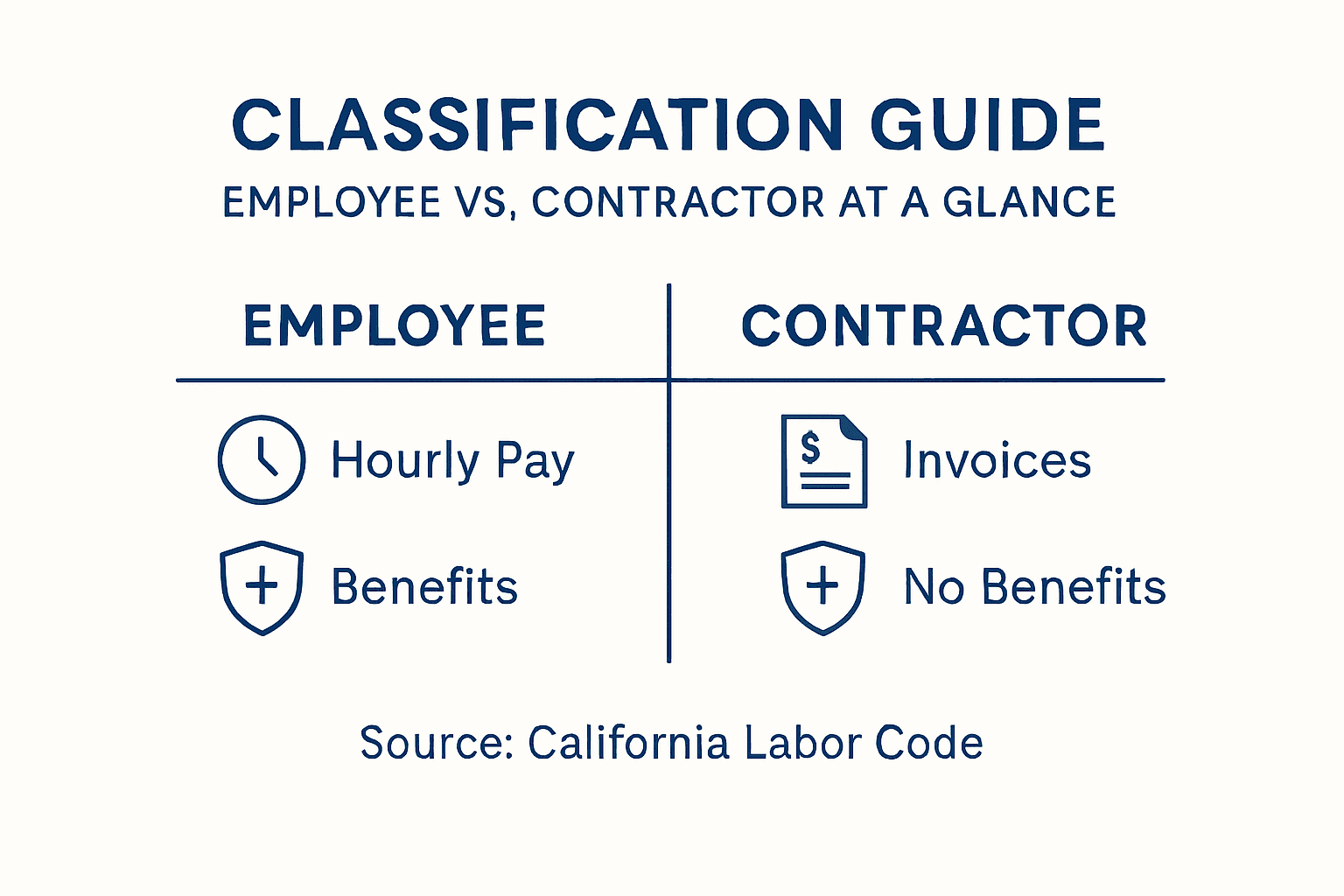 Infographic comparing employees and contractors
