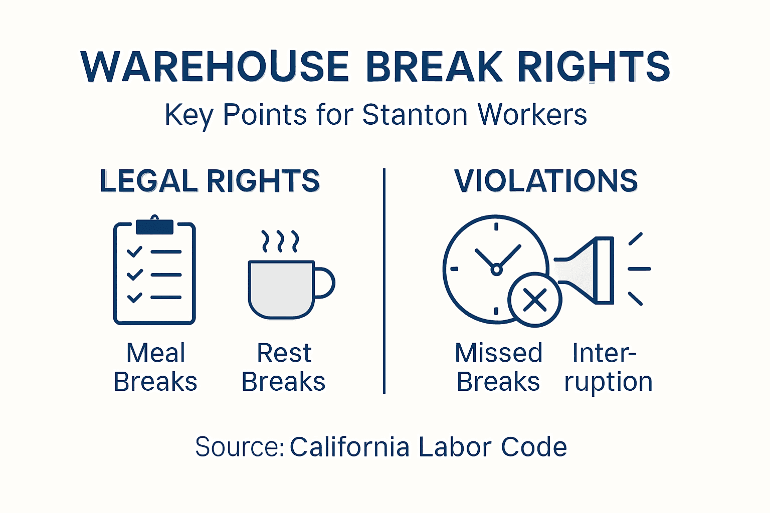 Infographic summarizing warehouse break rights and violations