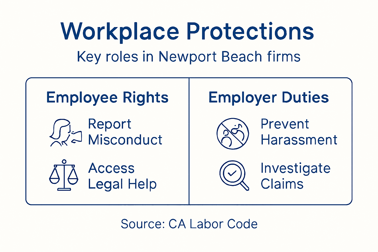 Infographic showing employee rights and employer duties