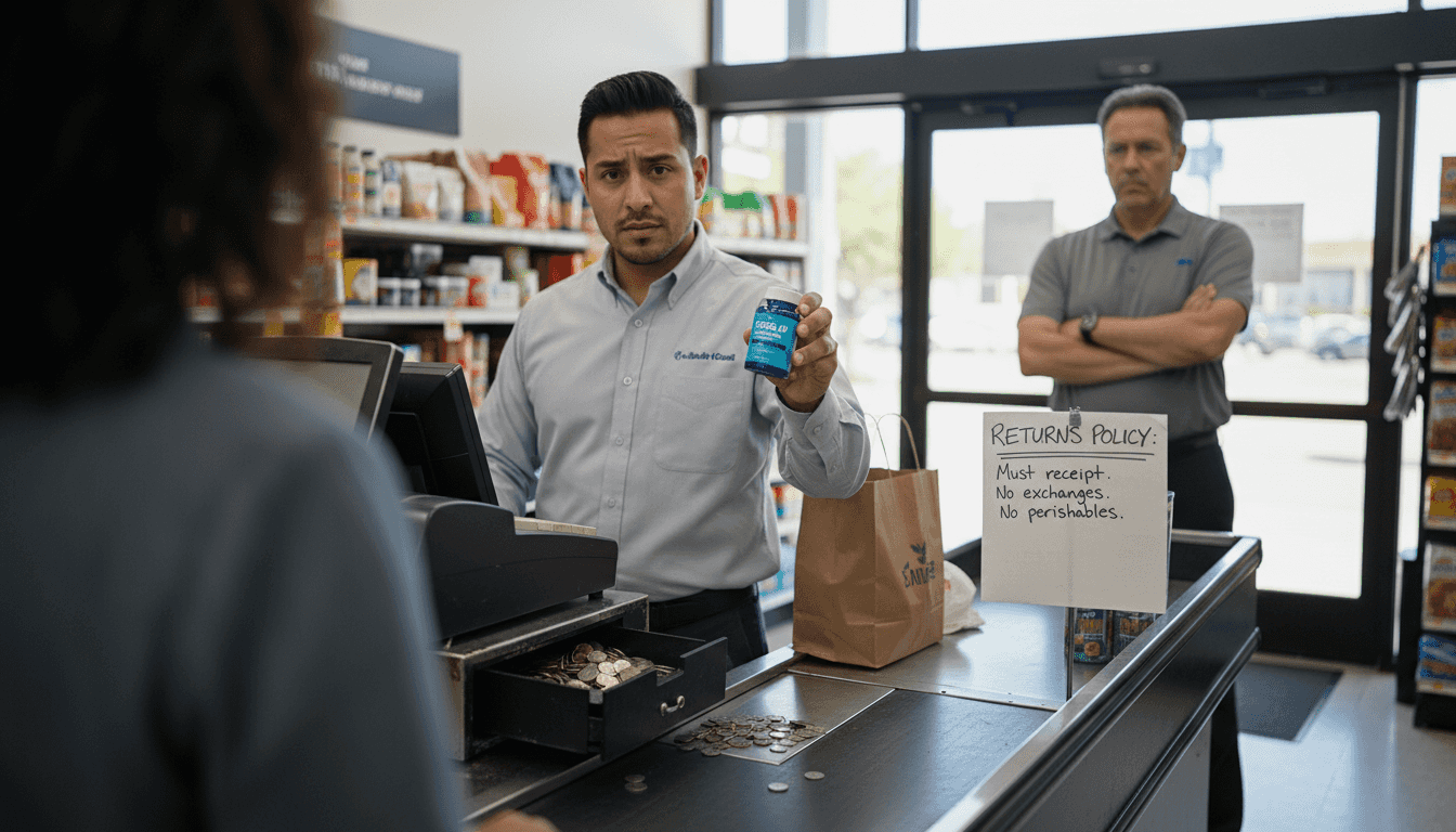 Cashier observed by manager during checkout