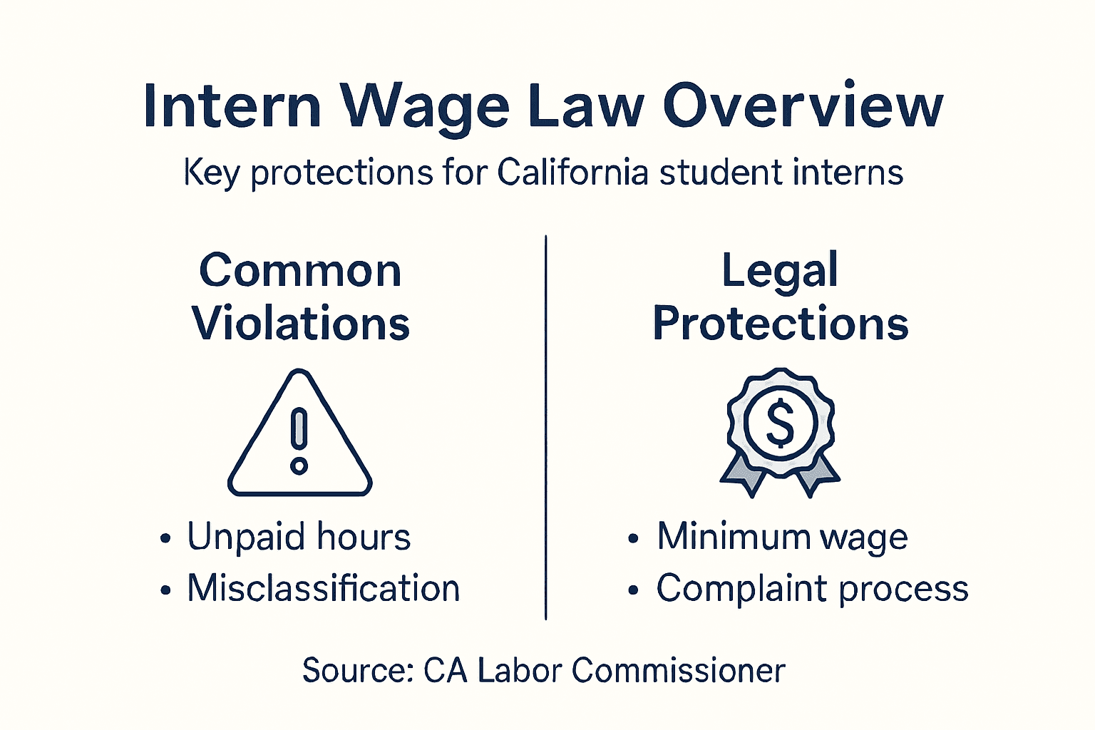 Infographic on California intern wage laws