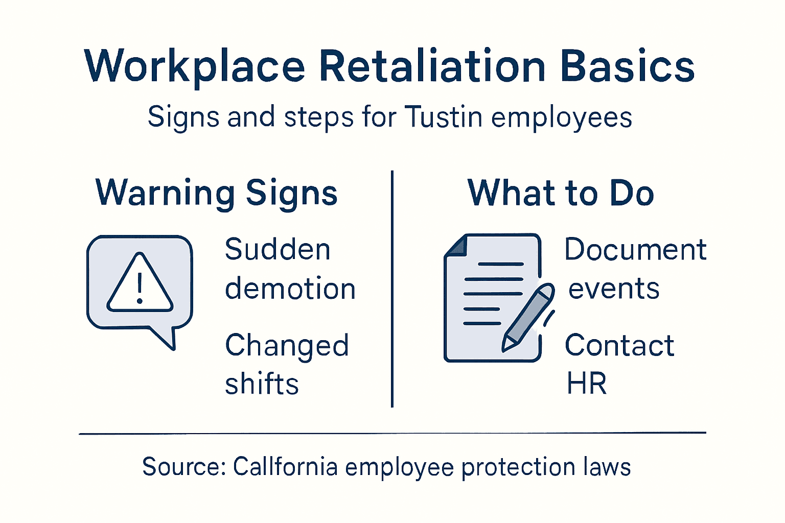 Infographic summarizes retaliation signs and employee steps