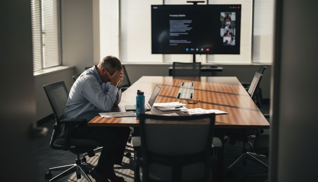 Conference room after mass layoff announcement