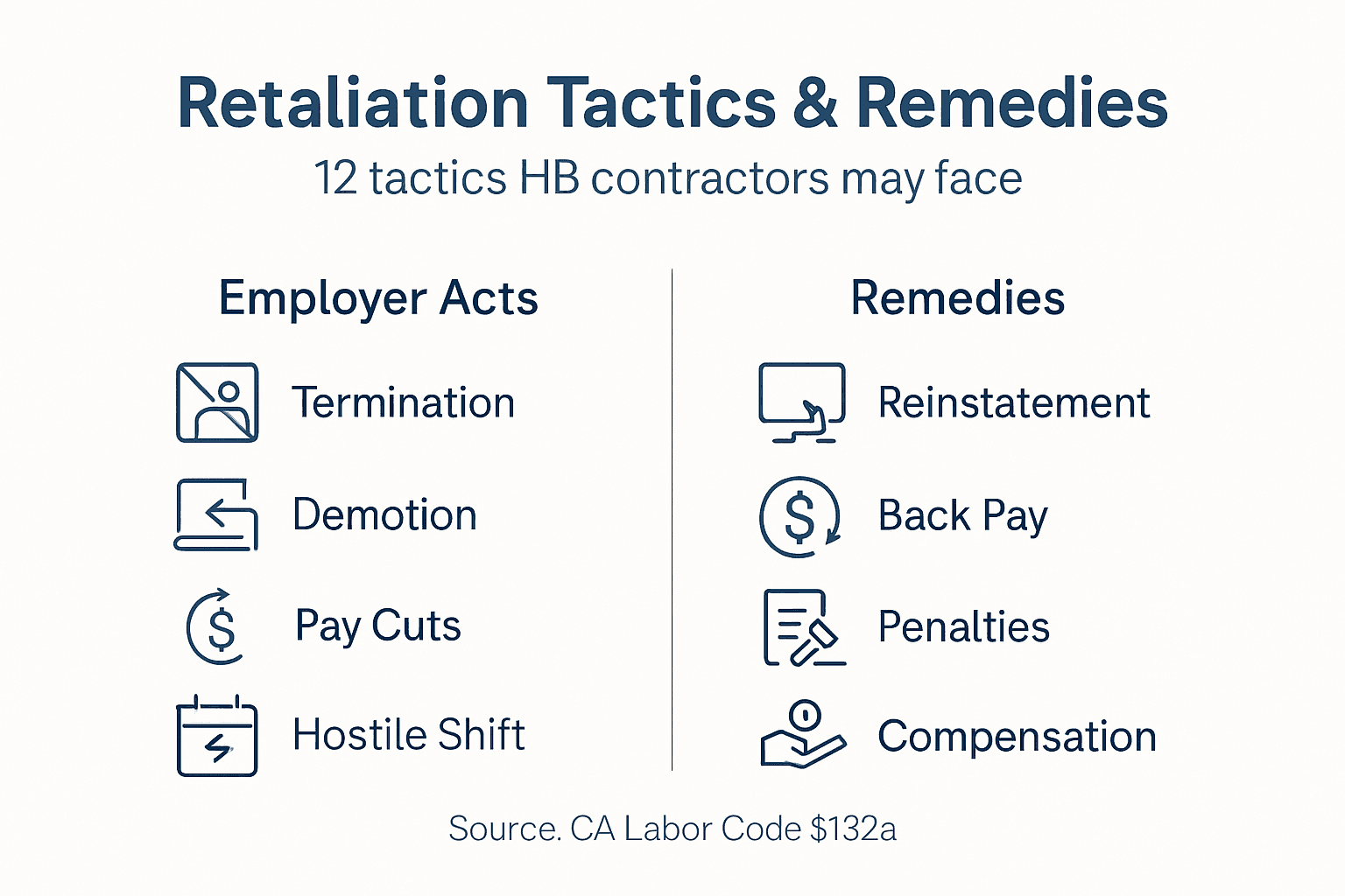 Infographic shows retaliation tactics and remedies list