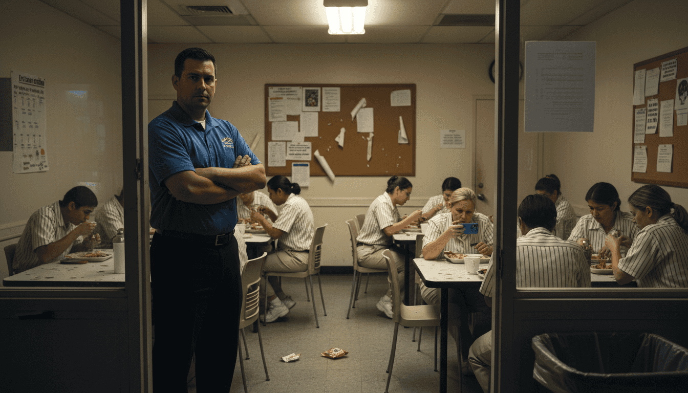 Supervisor observing employees in break room