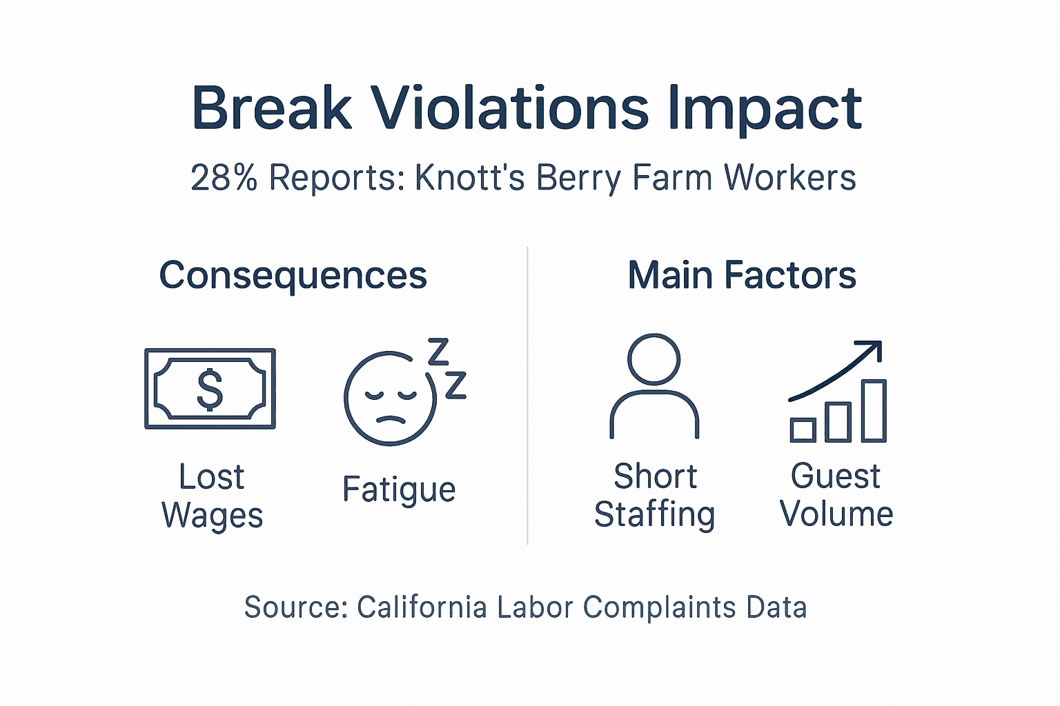 Infographic on break violations and key factors