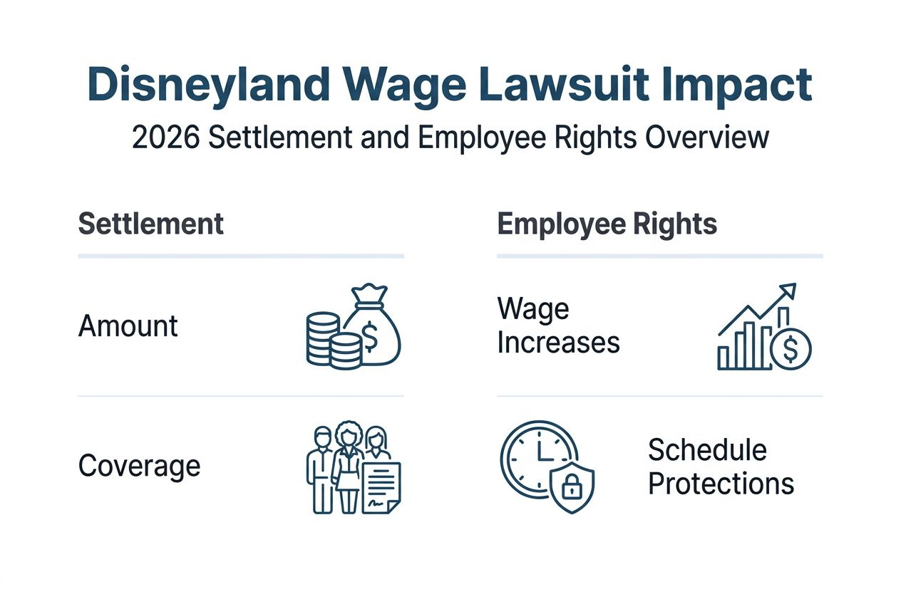 Infographic on Disneyland settlement and employee rights