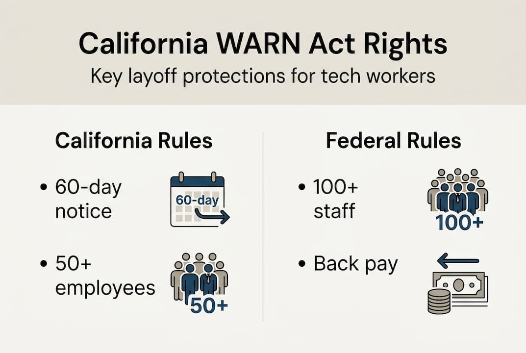 Infographic showing key WARN Act worker rights