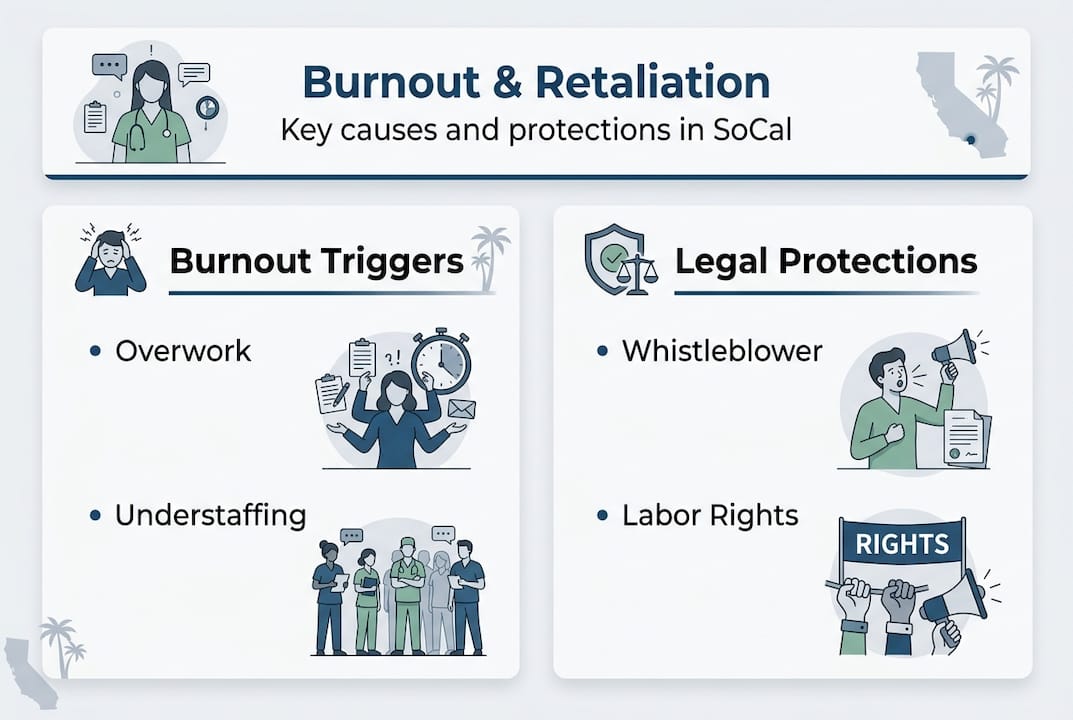 Burnout and retaliation infographic for healthcare workers
