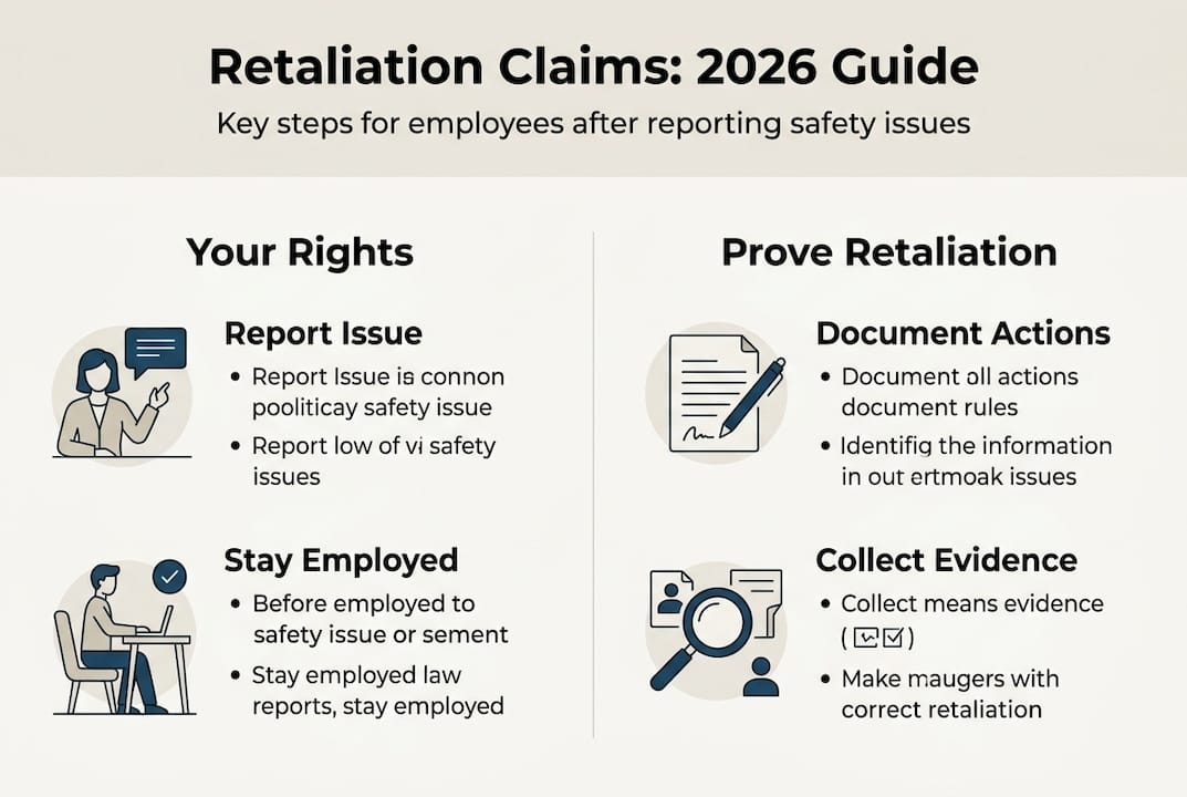 Infographic showing retaliation claims steps 2026