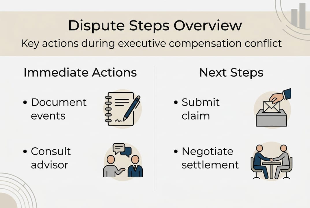 Infographic outlining key executive dispute actions