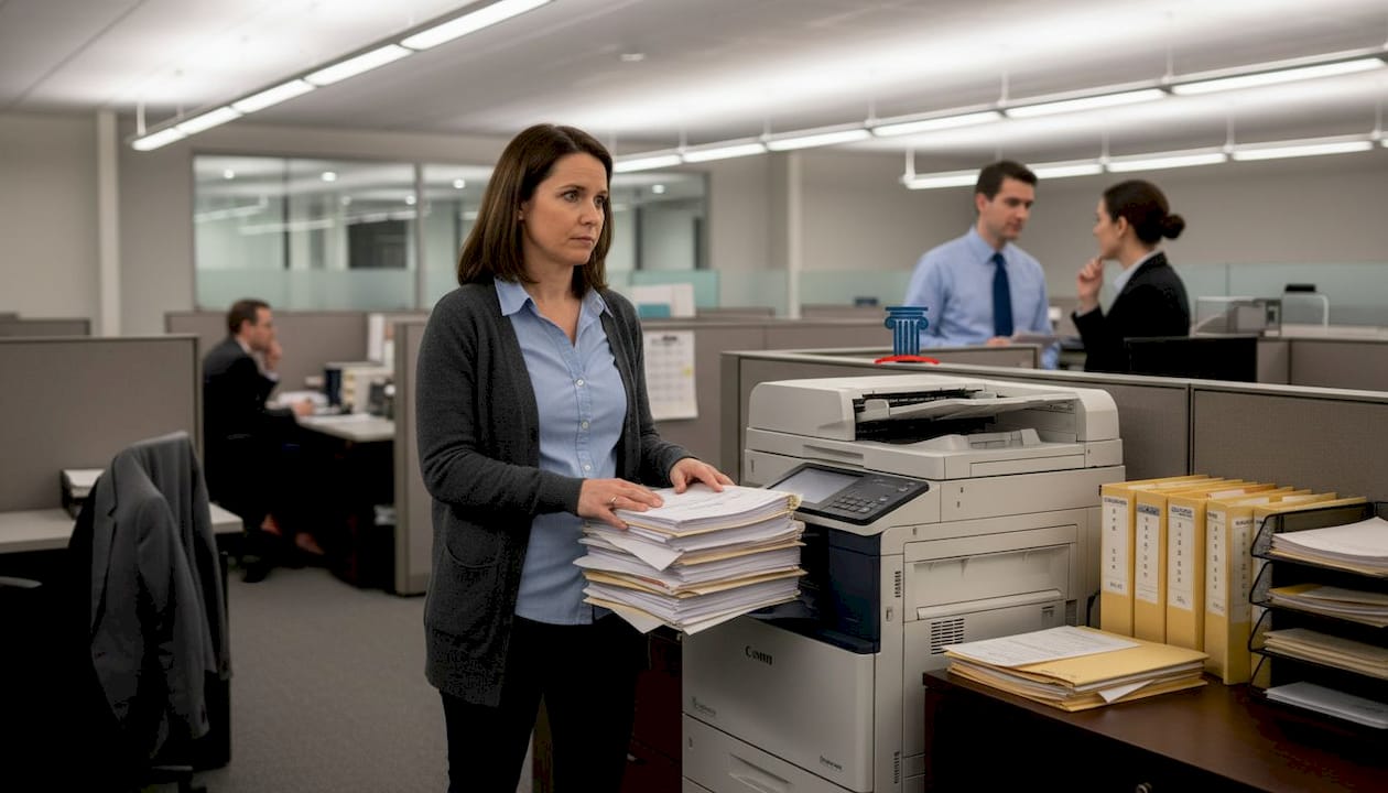 Accountant noticing exclusion in office setting