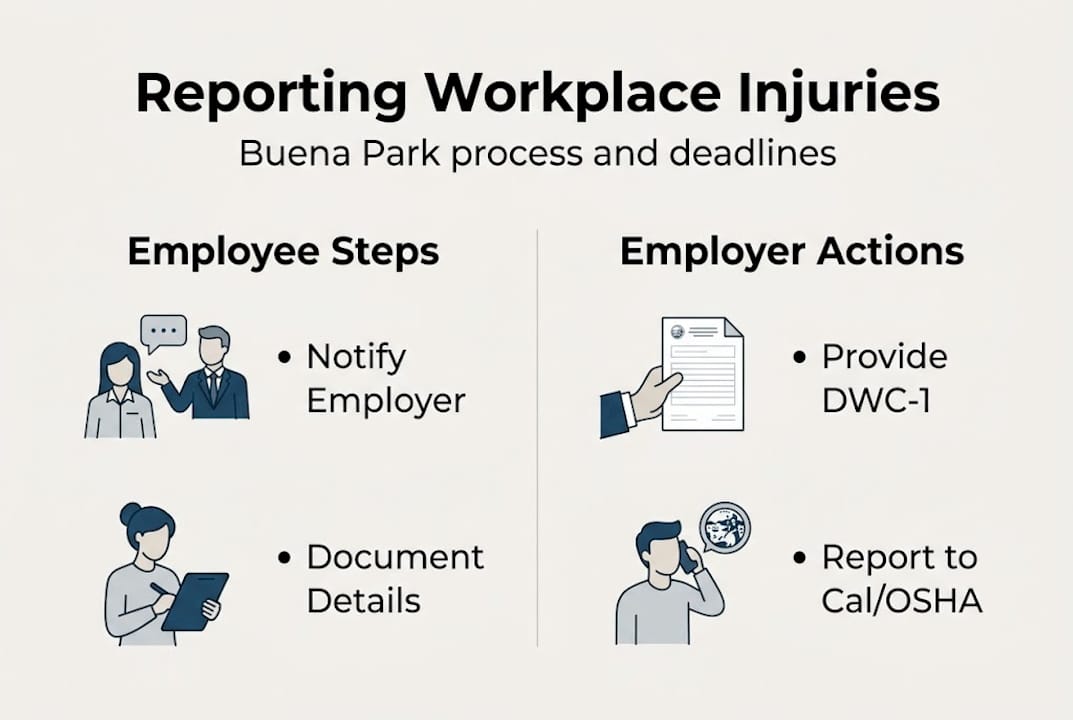 Infographic showing injury reporting steps and deadlines
