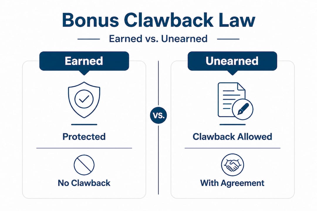 Infographic compares earned and unearned bonus clawbacks