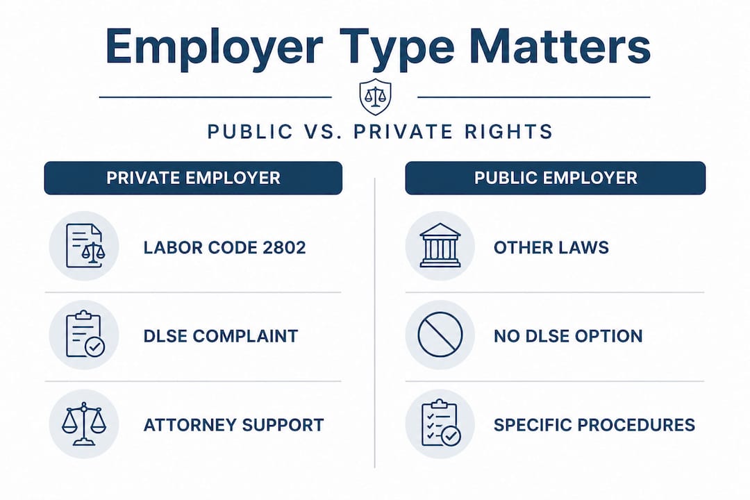 Infographic comparing public and private employer reimbursement rules