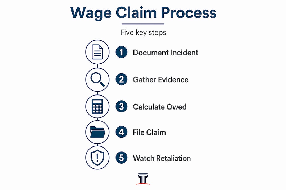 Infographic showing wage claim process steps