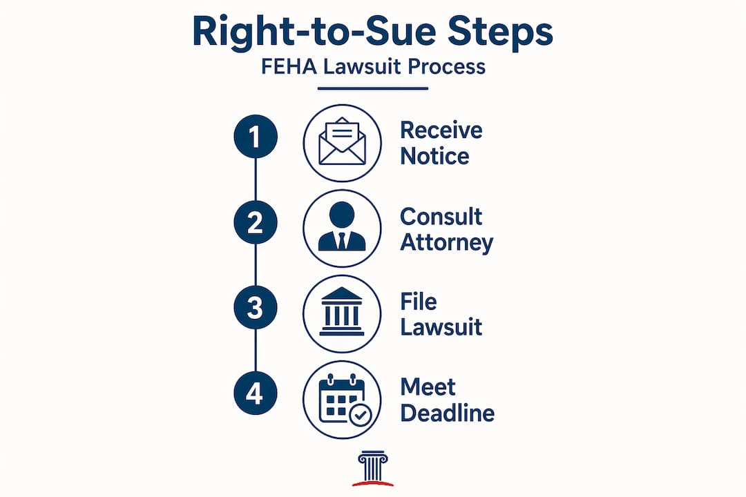 Infographic depicts steps to file FEHA lawsuit
