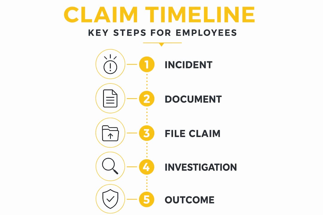 Infographic showing employment claim process steps