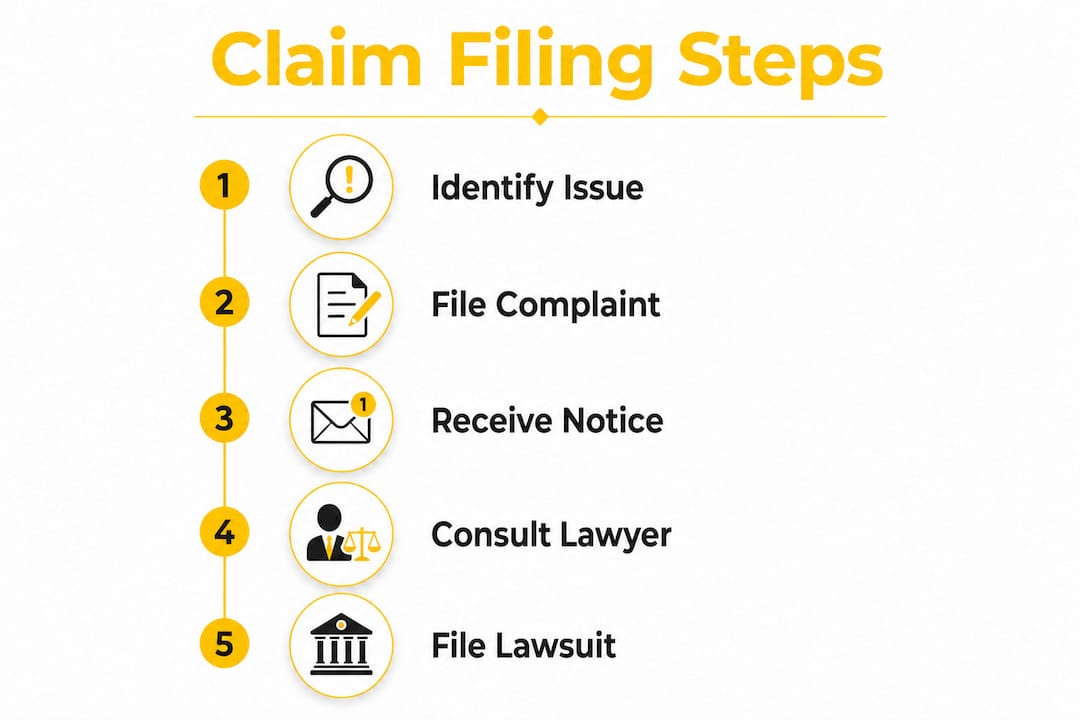 Infographic showing steps to file wrongful termination claim