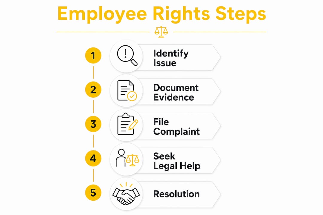 Infographic showing step-by-step employee rights process