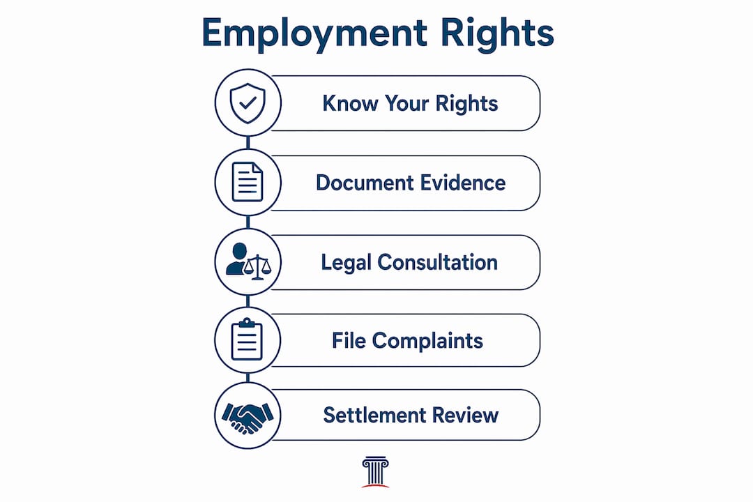 Infographic showing employment rights steps overview