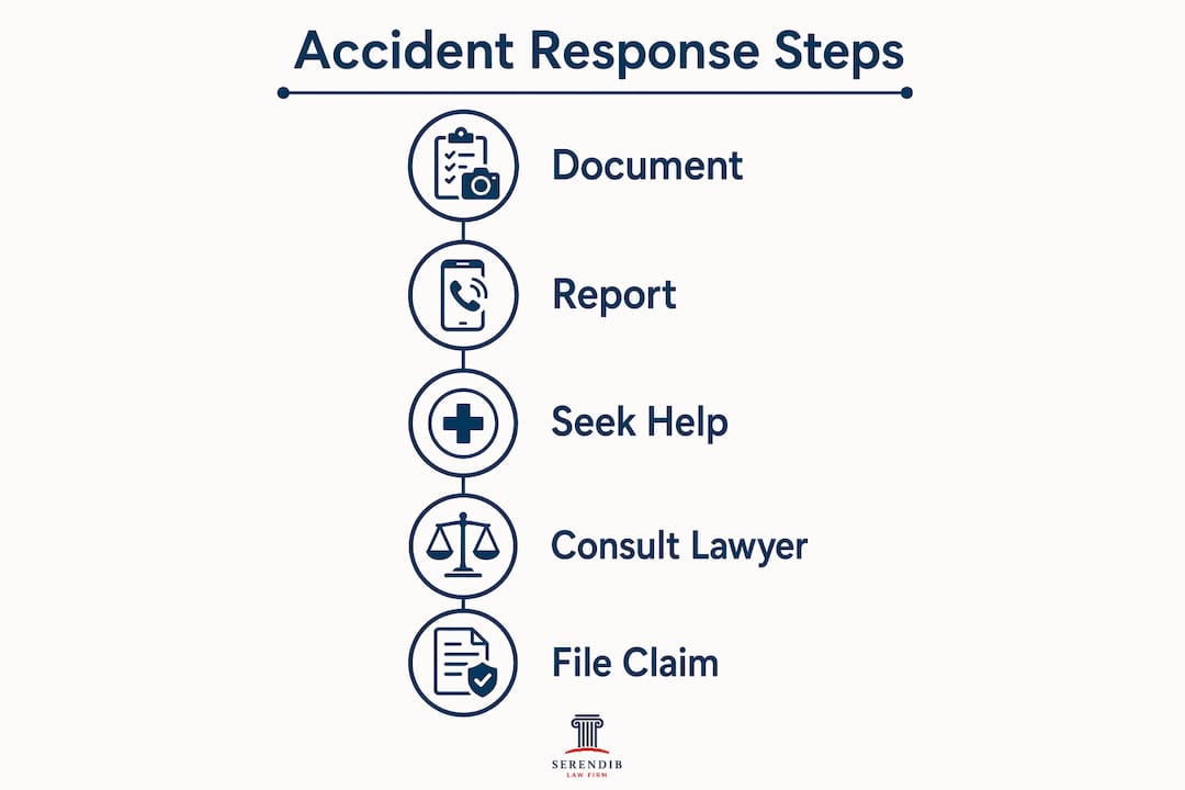 Infographic outlining bicycle accident response steps