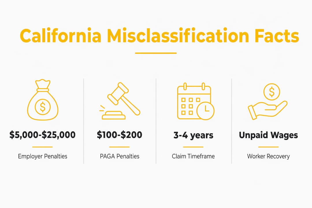 Infographic showing penalties and recovery for misclassification