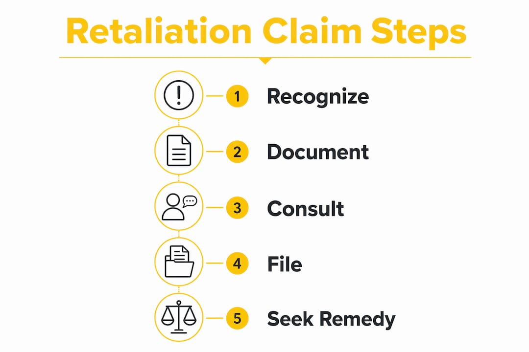 Infographic illustrating medical leave retaliation claim steps