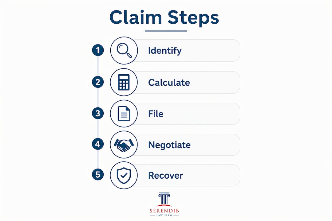Infographic showing steps to file unpaid wage claim