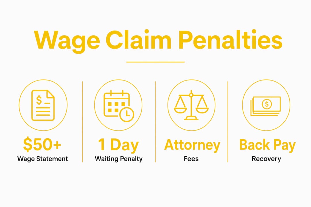 Infographic showing types of wage claim penalties