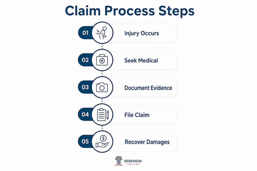 Infographic showing premises liability claim steps