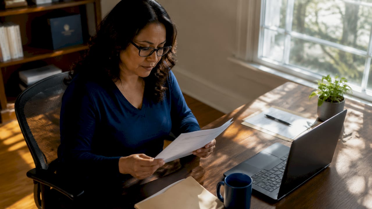 Woman reviewing CFRA leave documents