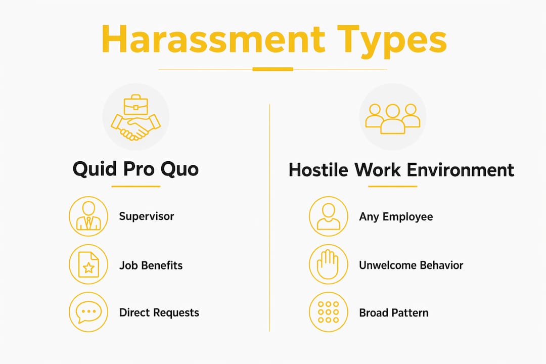 Infographic comparing harassment types and protections