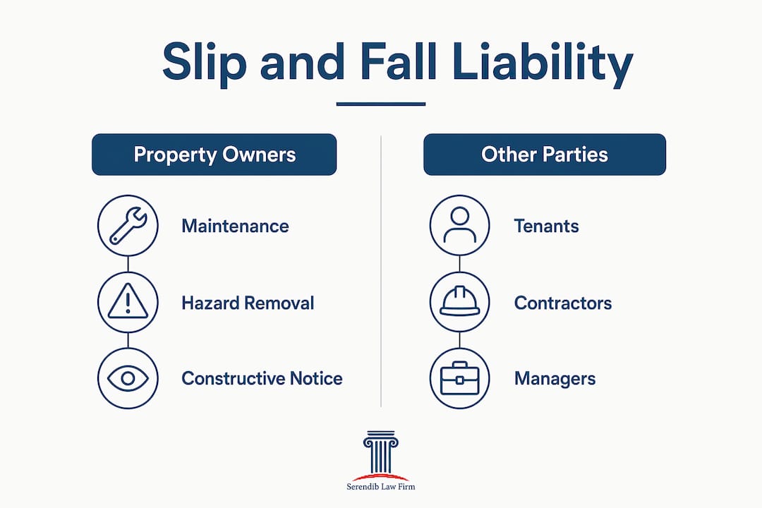 Infographic showing slip and fall liability categories