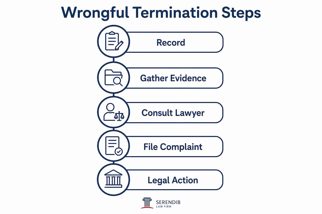 Infographic showing wrongful termination process steps
