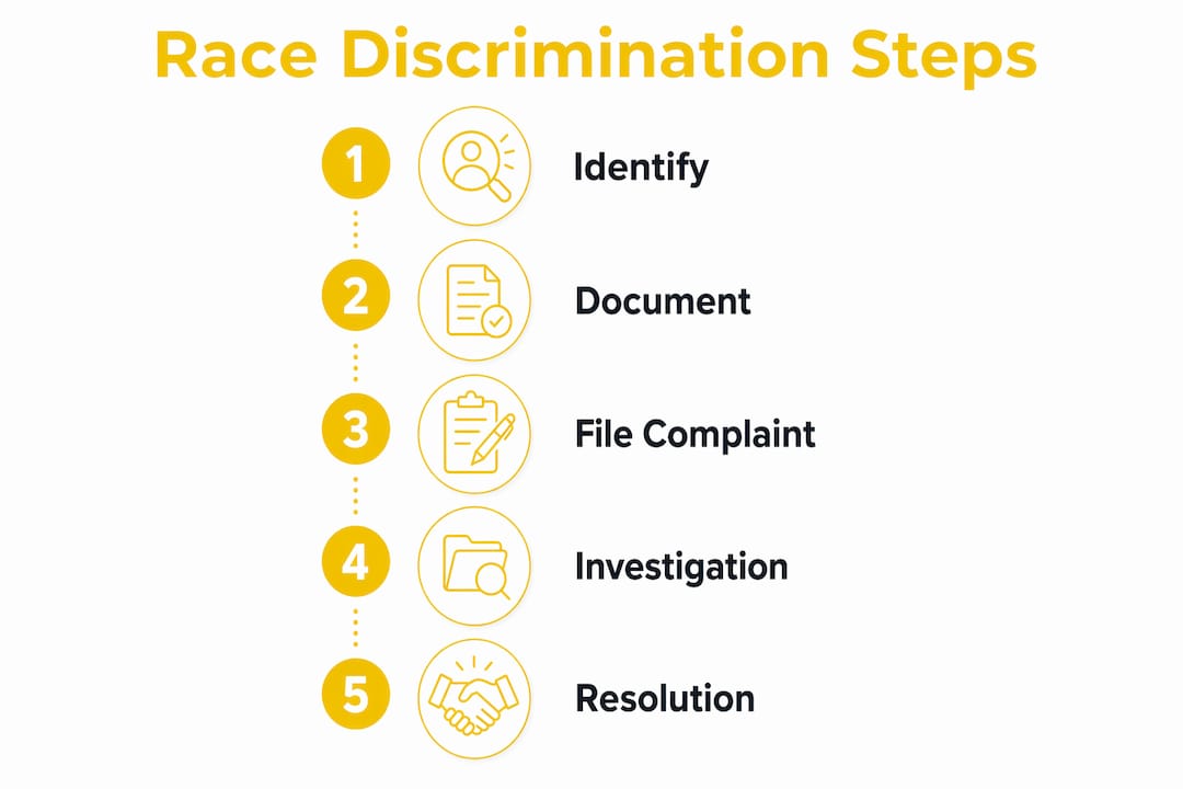 Infographic detailing legal steps to address race discrimination