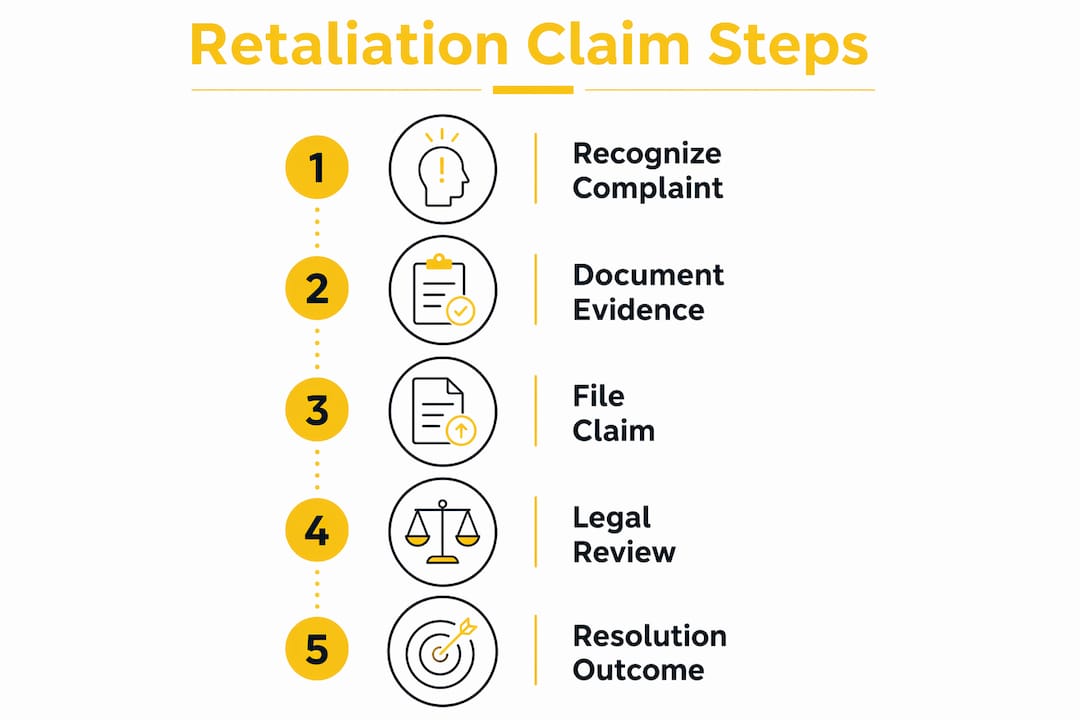 Infographic illustrating retaliation claim legal steps