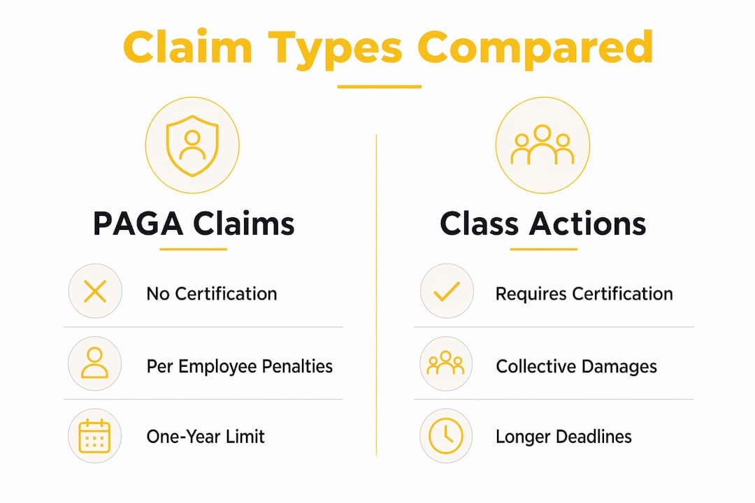 Infographic comparing PAGA claims and class actions