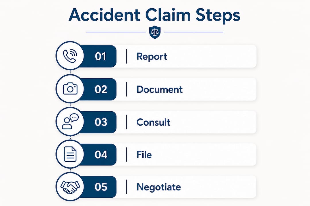 Infographic showing steps to a pedestrian accident claim