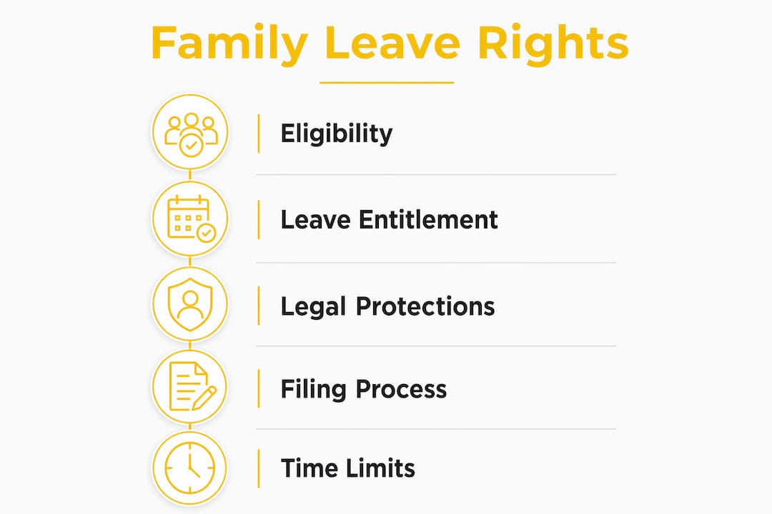 Infographic showing family leave rights and steps overview