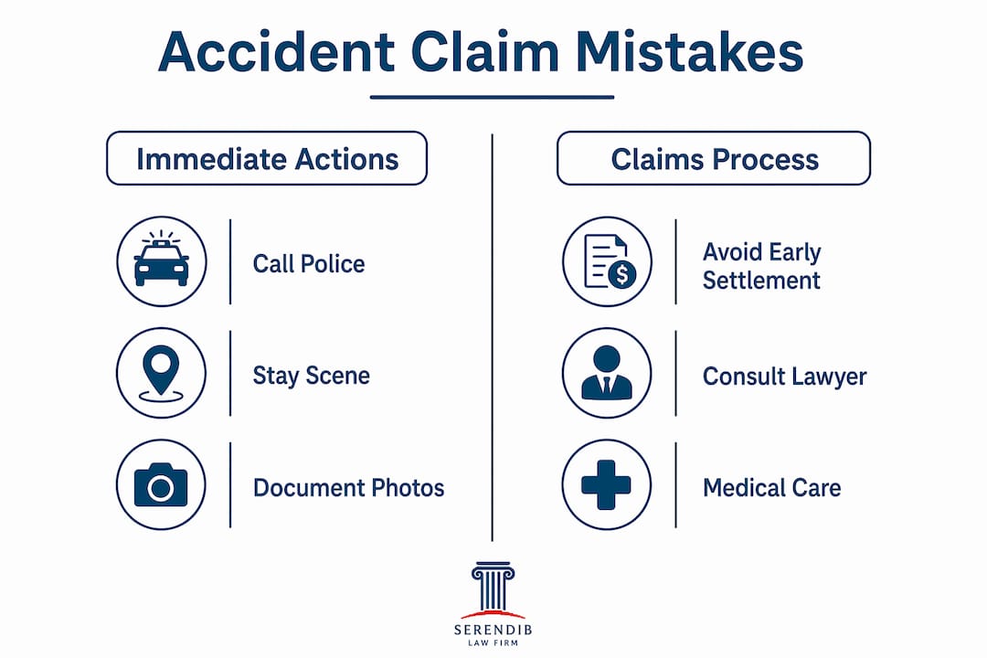 Infographic showing key accident claim mistakes