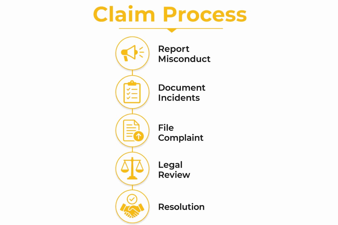 Infographic showing whistleblower retaliation claim process