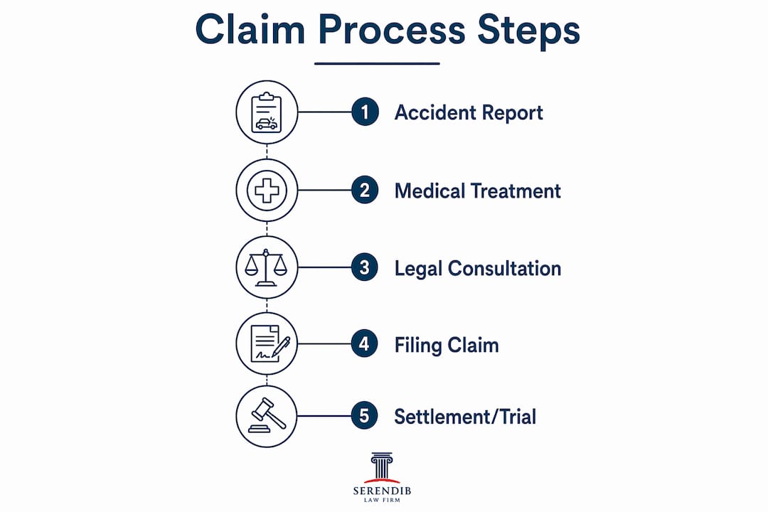 Infographic detailing motorcycle accident claim steps
