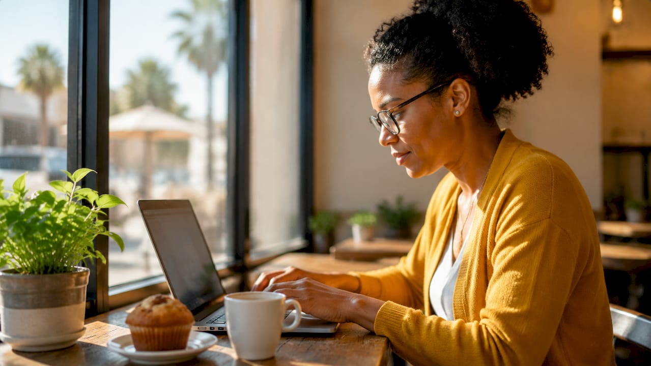 Person filing wage claim online at home office