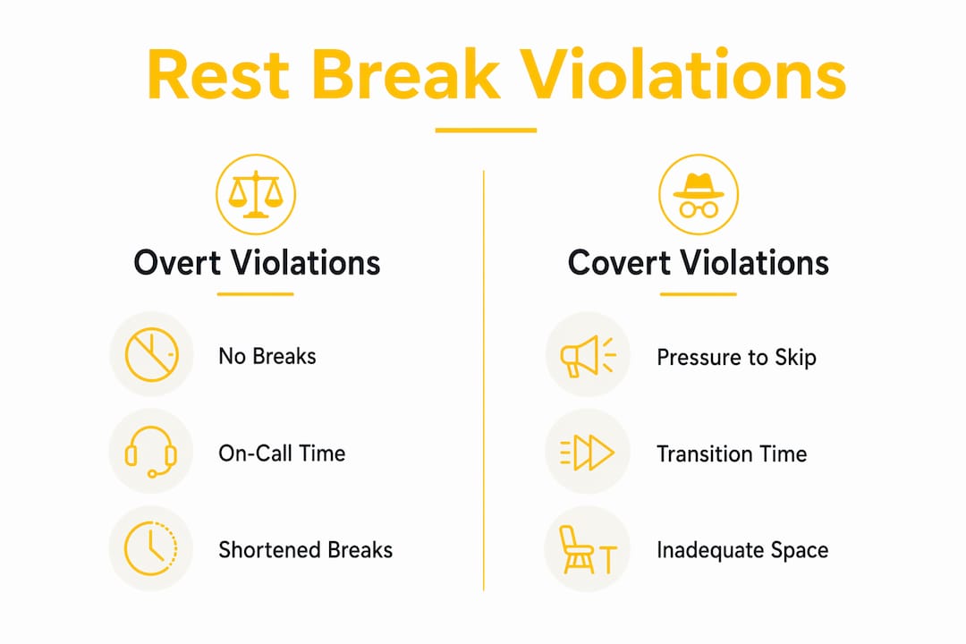 Infographic comparing types of rest break violations