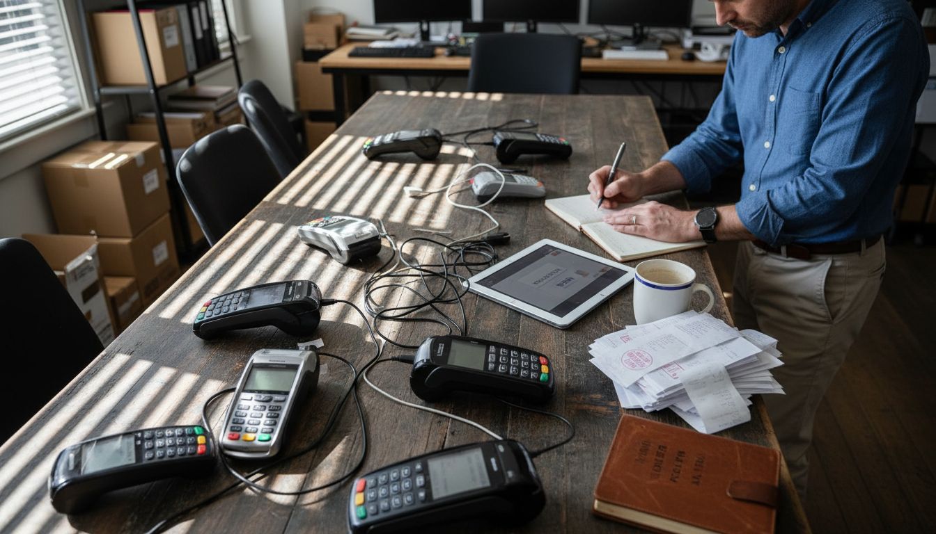 Multiple retail payment devices on workspace