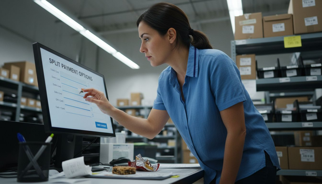 Retail manager setting up split payment rules