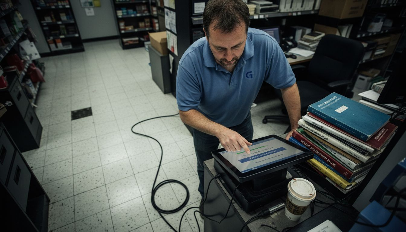 Manager integrating POS system in back office