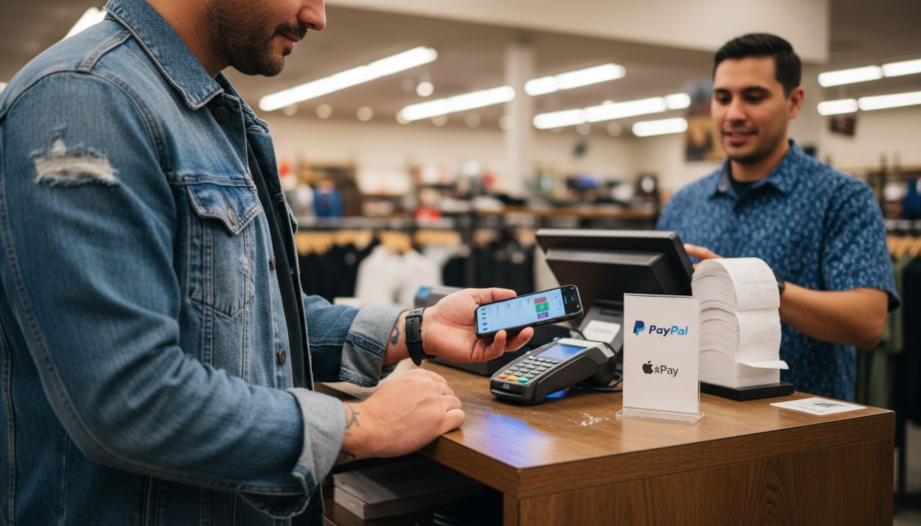 Shopper pays with digital wallet at store