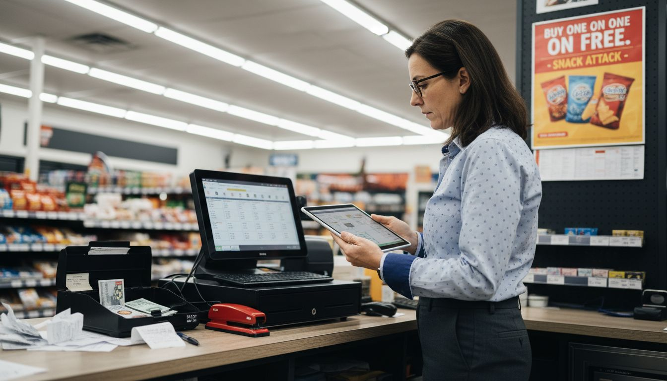 Manager reviewing mobile POS integration